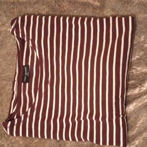Lane Bryant Maroon and Cream Striped Sweater 3/4 Sleeve